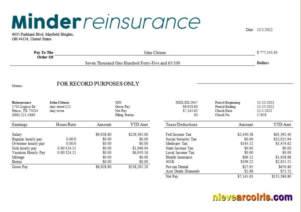 reinsurance company payroll